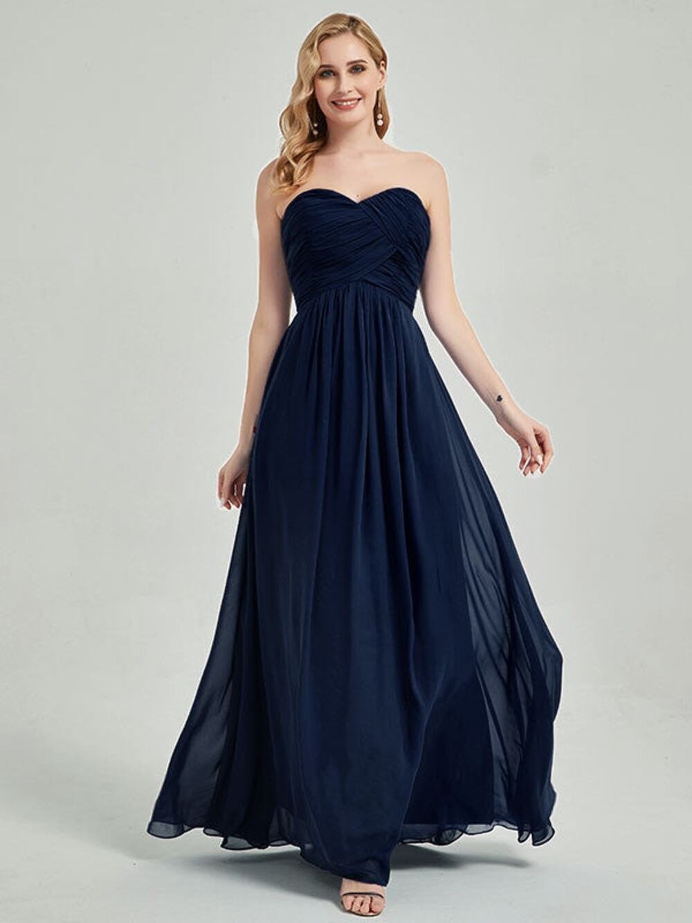 2010s Lauren Ralph Lauren Evening Navy Chiffon Gown 0P